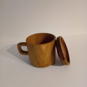 Teak Mugs with Lids