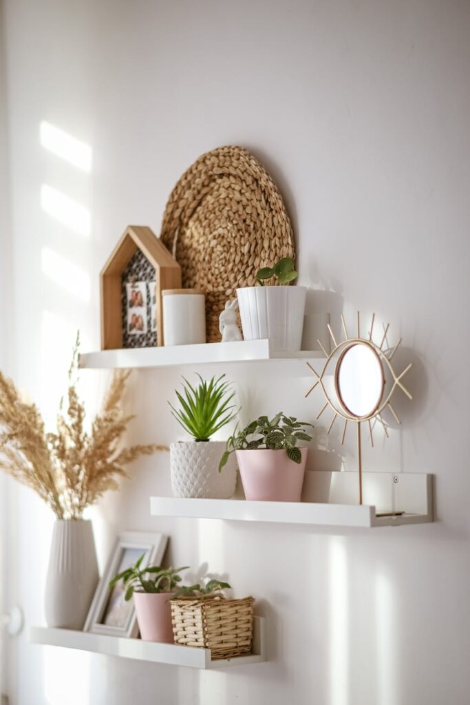 interior of cozy room with potted flowers