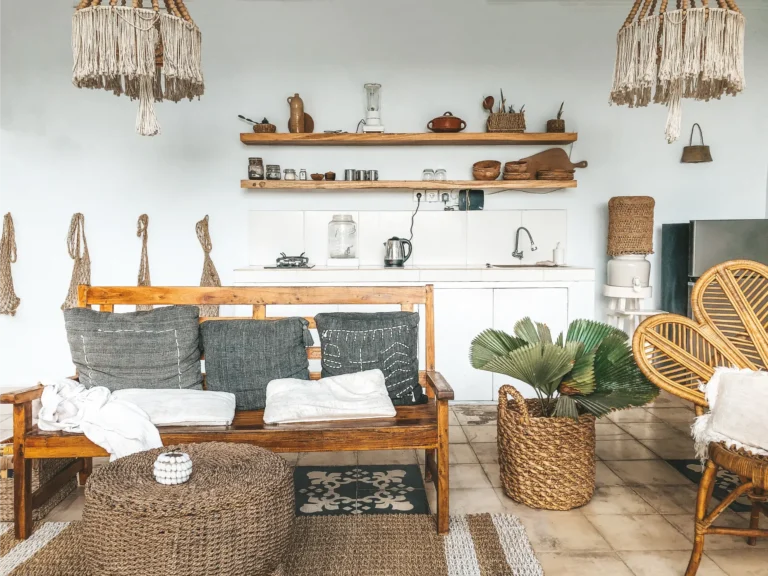 Island-inspired living room with natural furniture